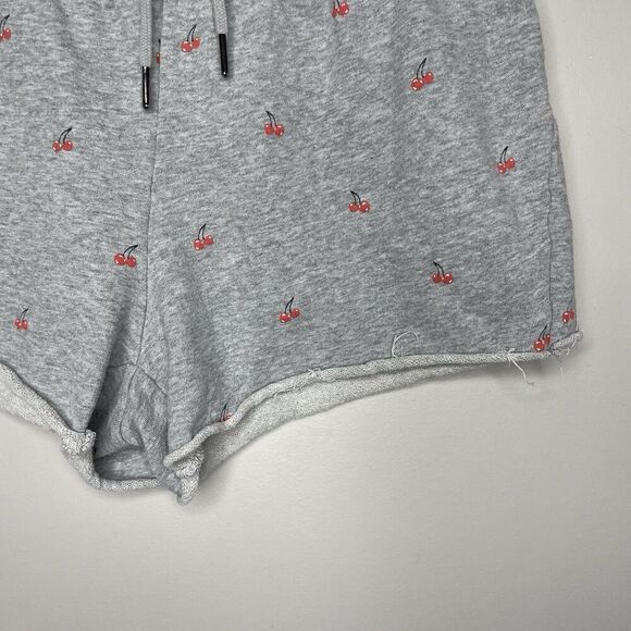 BETSEY JOHNSON Shorts Women Large Cherries Jubilee Gray Raw Hem Sweat Terry - Picture 5 of 13
